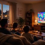 Family watching YouTube on a smart TV in their living room